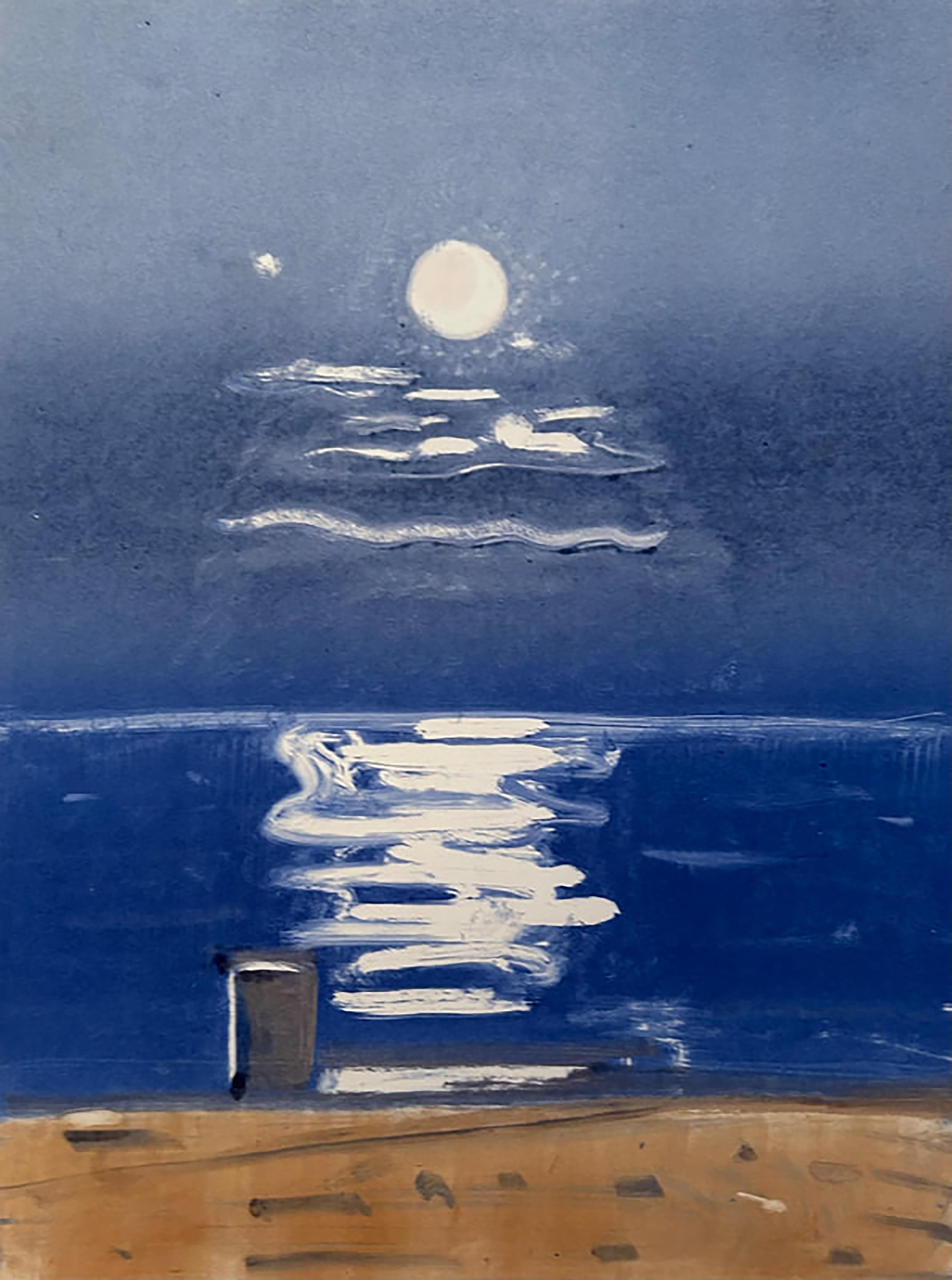Elizabeth Higgins Abstract Painting - Moonlight on Water #5