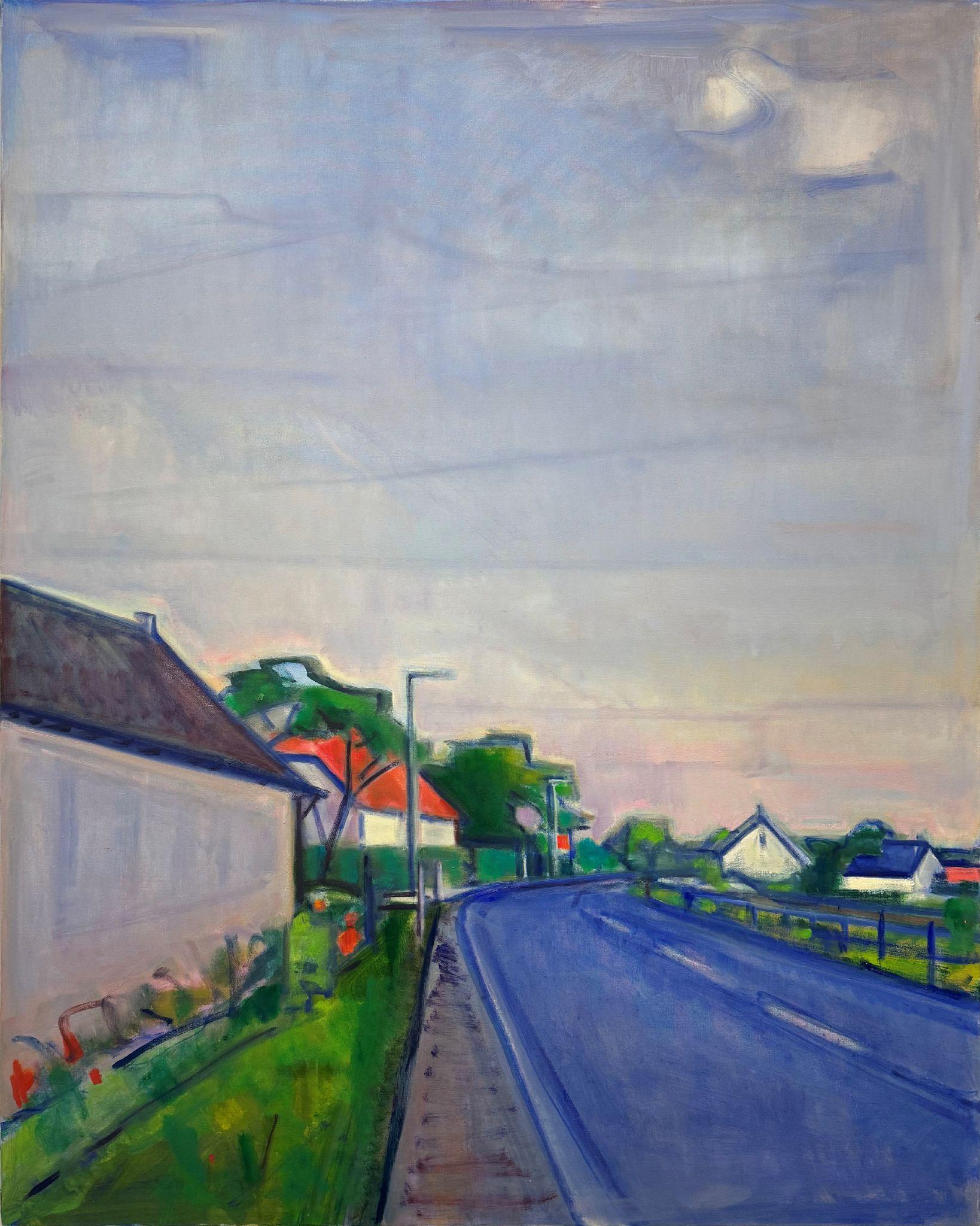 Elizabeth Higgins Landscape Painting – Straße in die Stadt“
