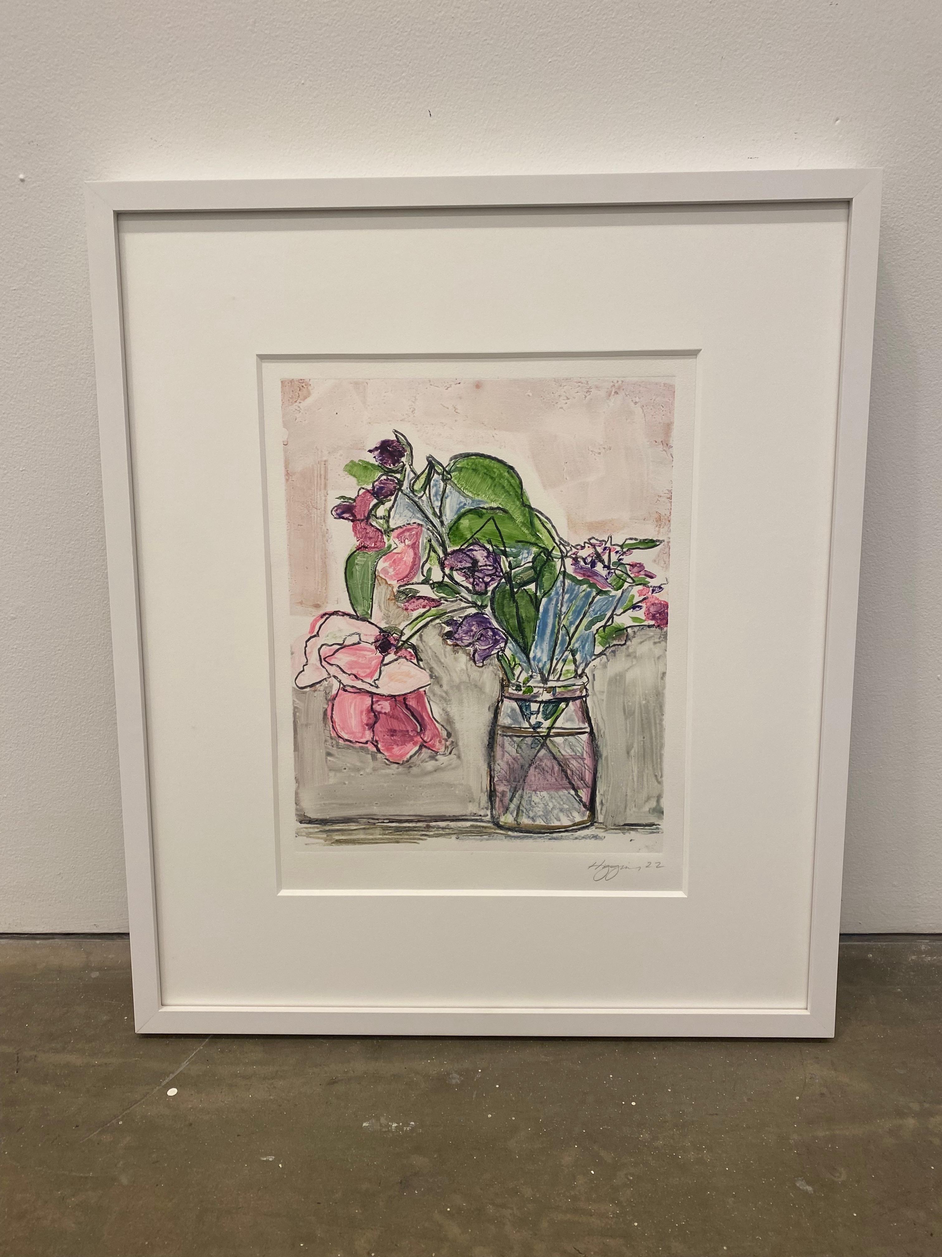 Stillleben mit Blumen – Painting von Elizabeth Higgins