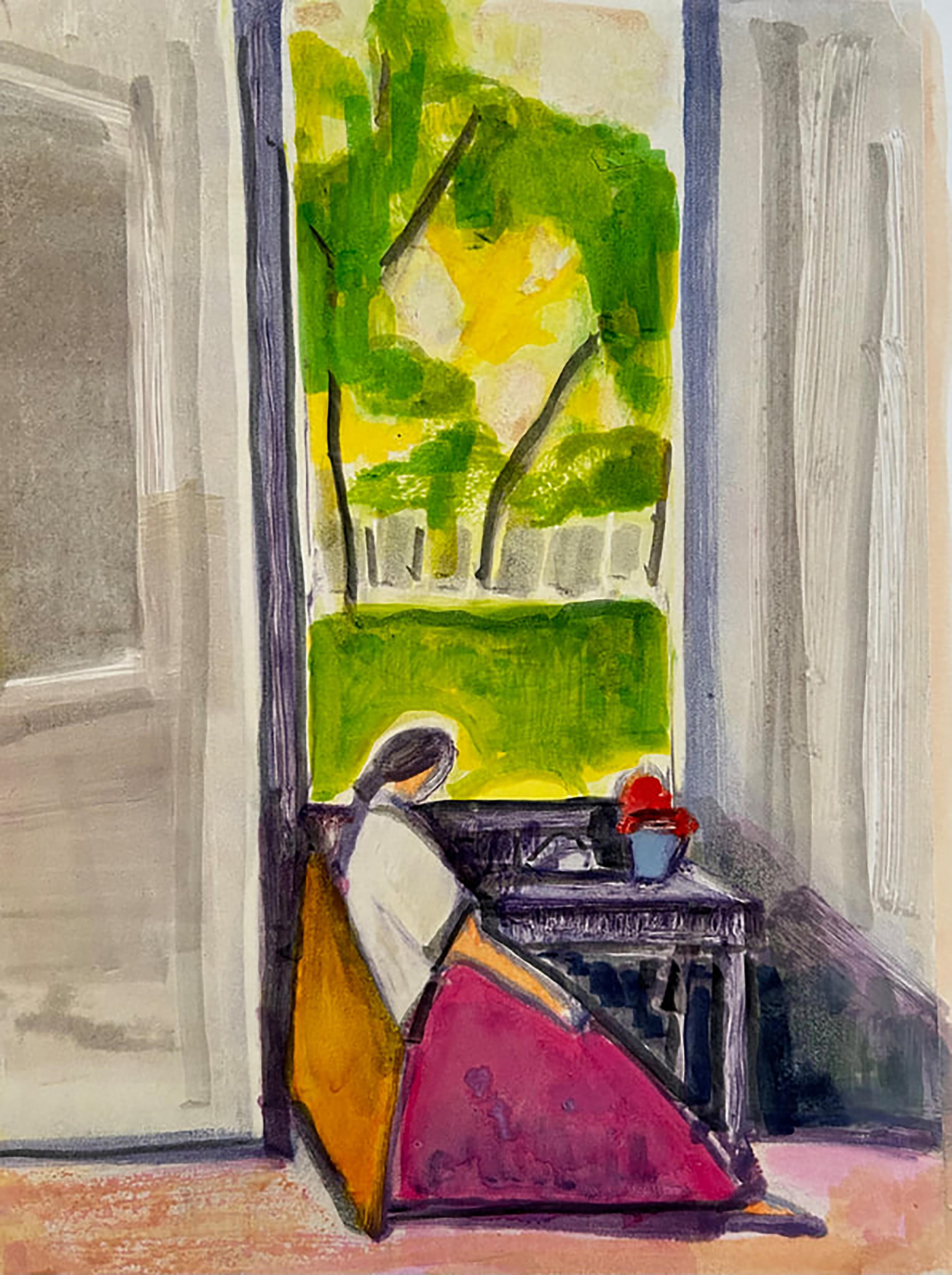 Elizabeth Higgins Abstract Painting - Woman at Window #1