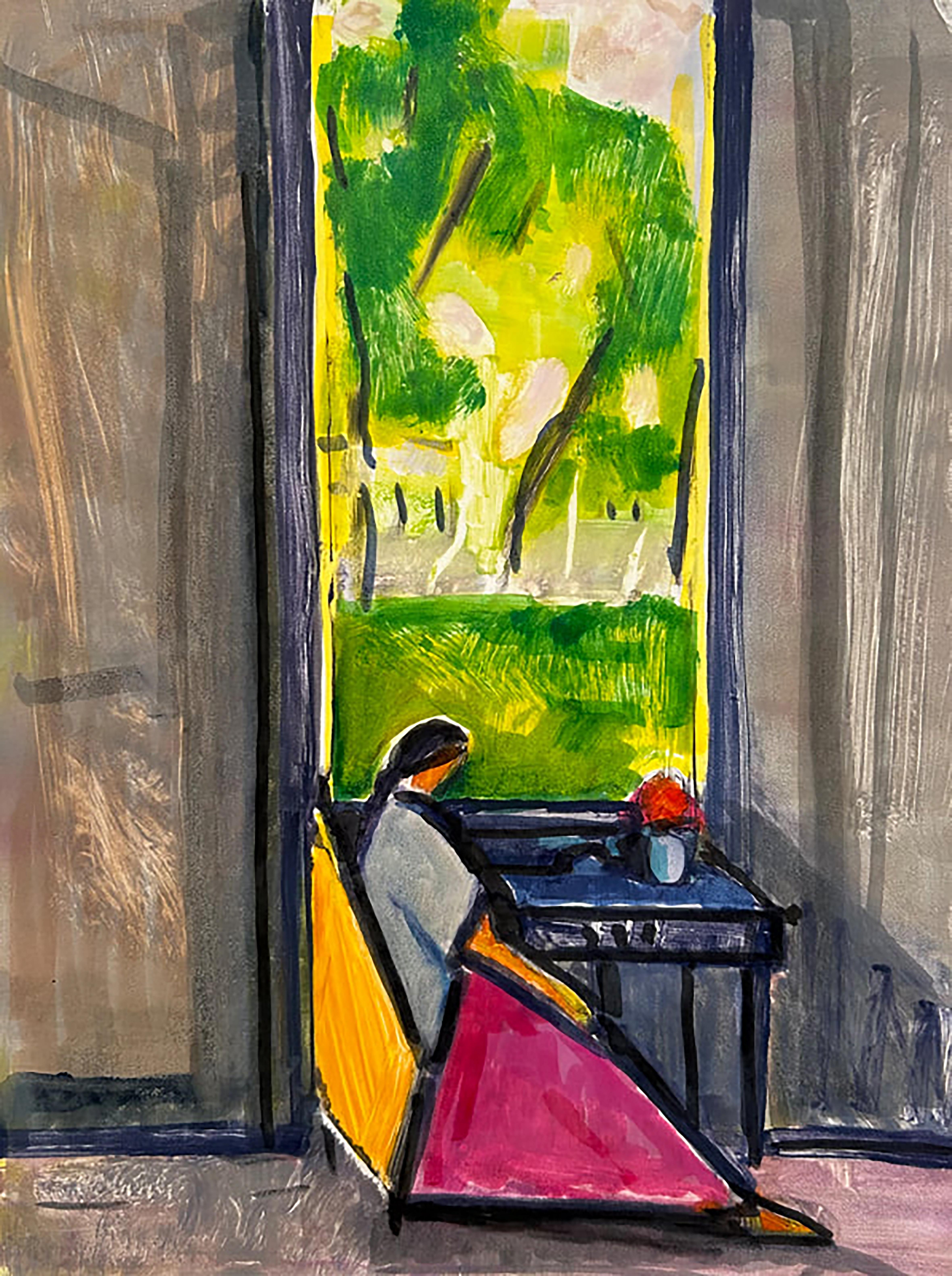 Elizabeth Higgins Abstract Painting - Woman at Window #2