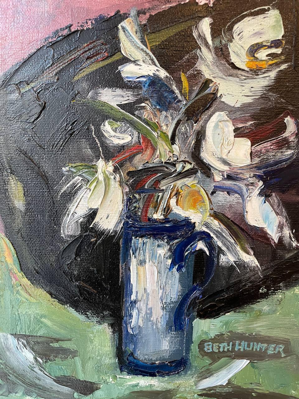 Still life with lilies - Other Art Style Painting by Elizabeth Hunter