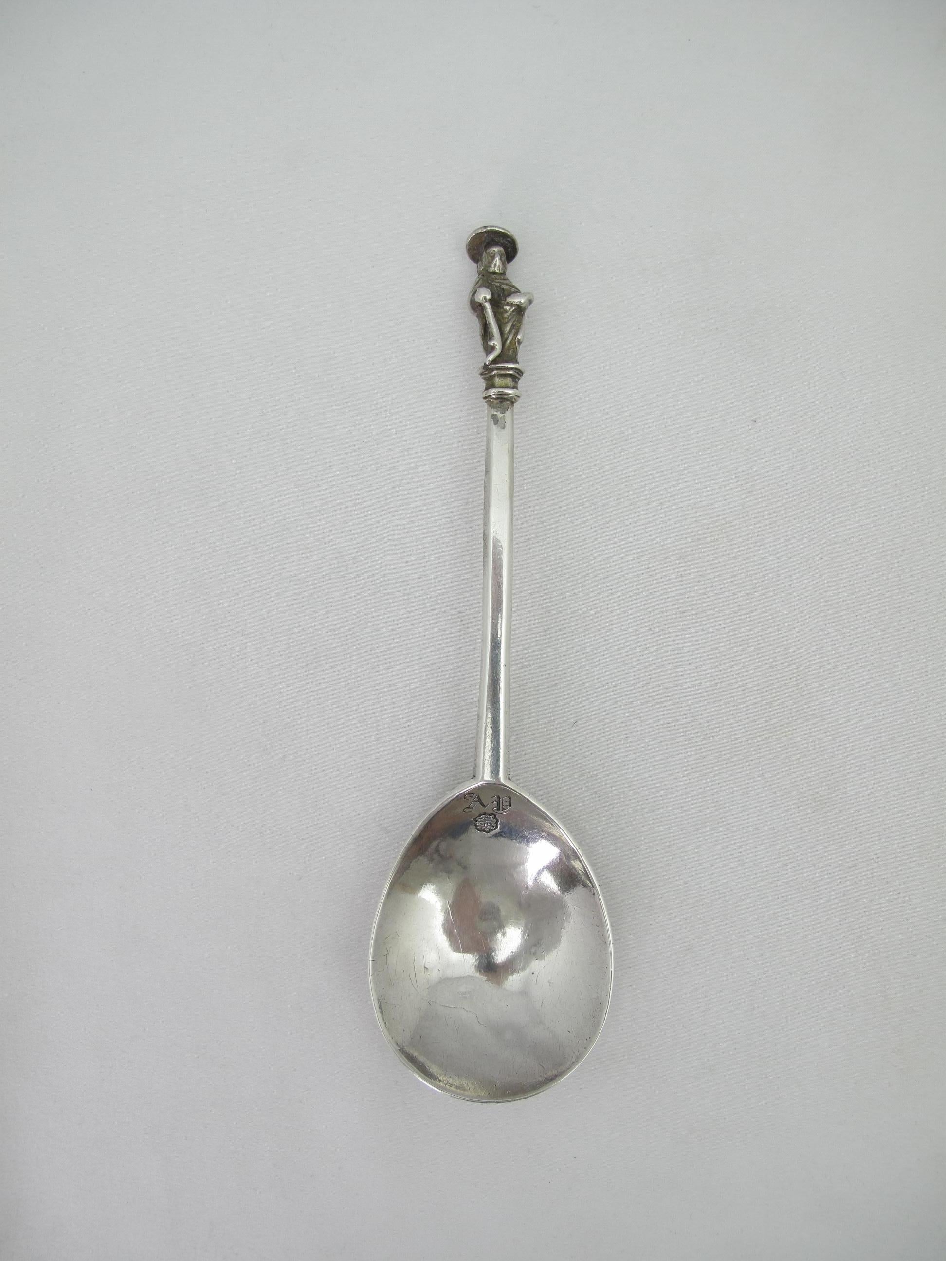 Elizabeth I apostle spoon, St James the Lesser with nimbus, London 1571 having 