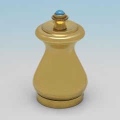 Moulin à poivre Elizabeth II en or 9ct et turquoise, Asprey & Co, 1970