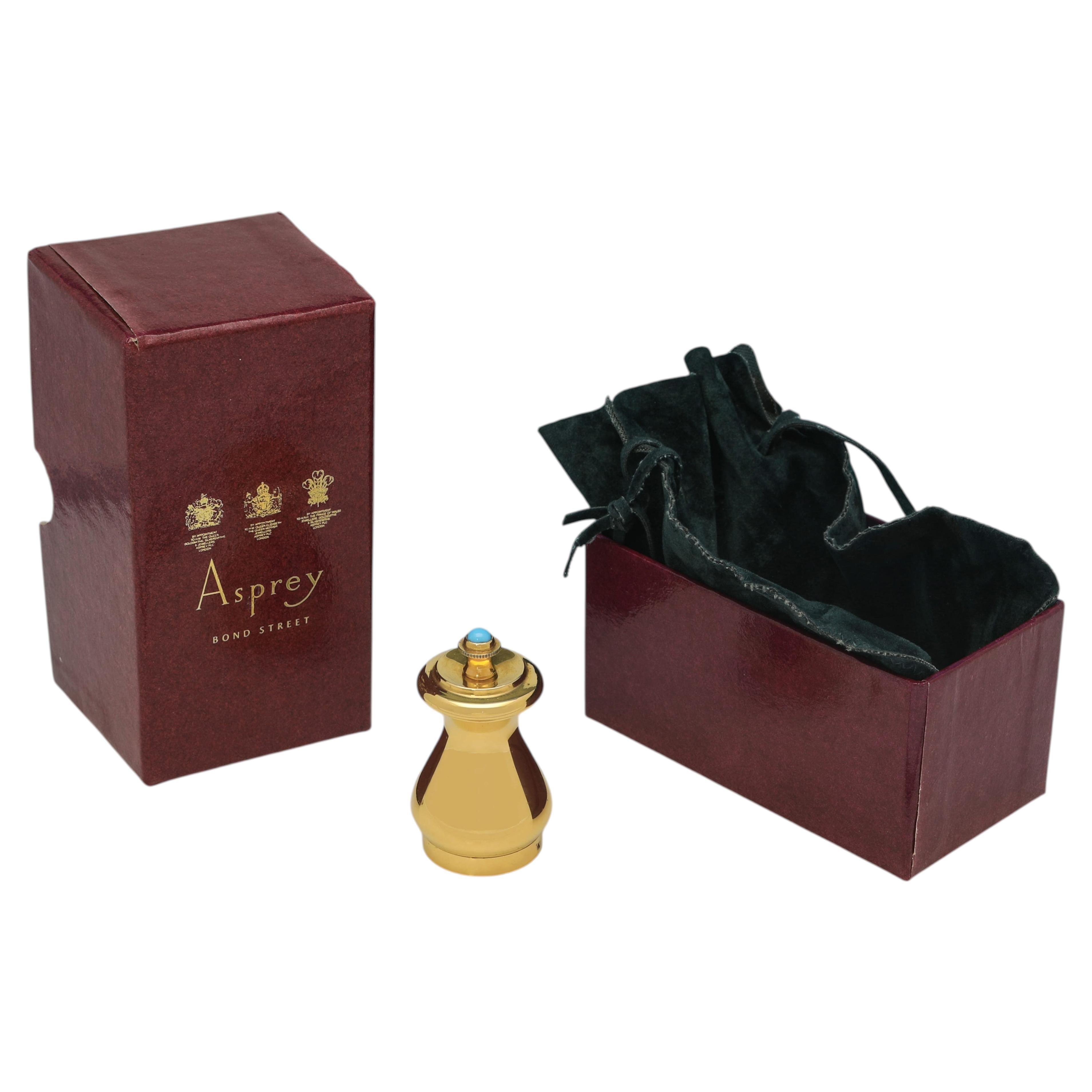 Elizabeth II 9ct Gold and Turquoise Pepper Grinder, Asprey & Co, 1970