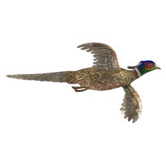 Elizabeth II 9ct Gold Enamel Pheasant Brooch, 1958