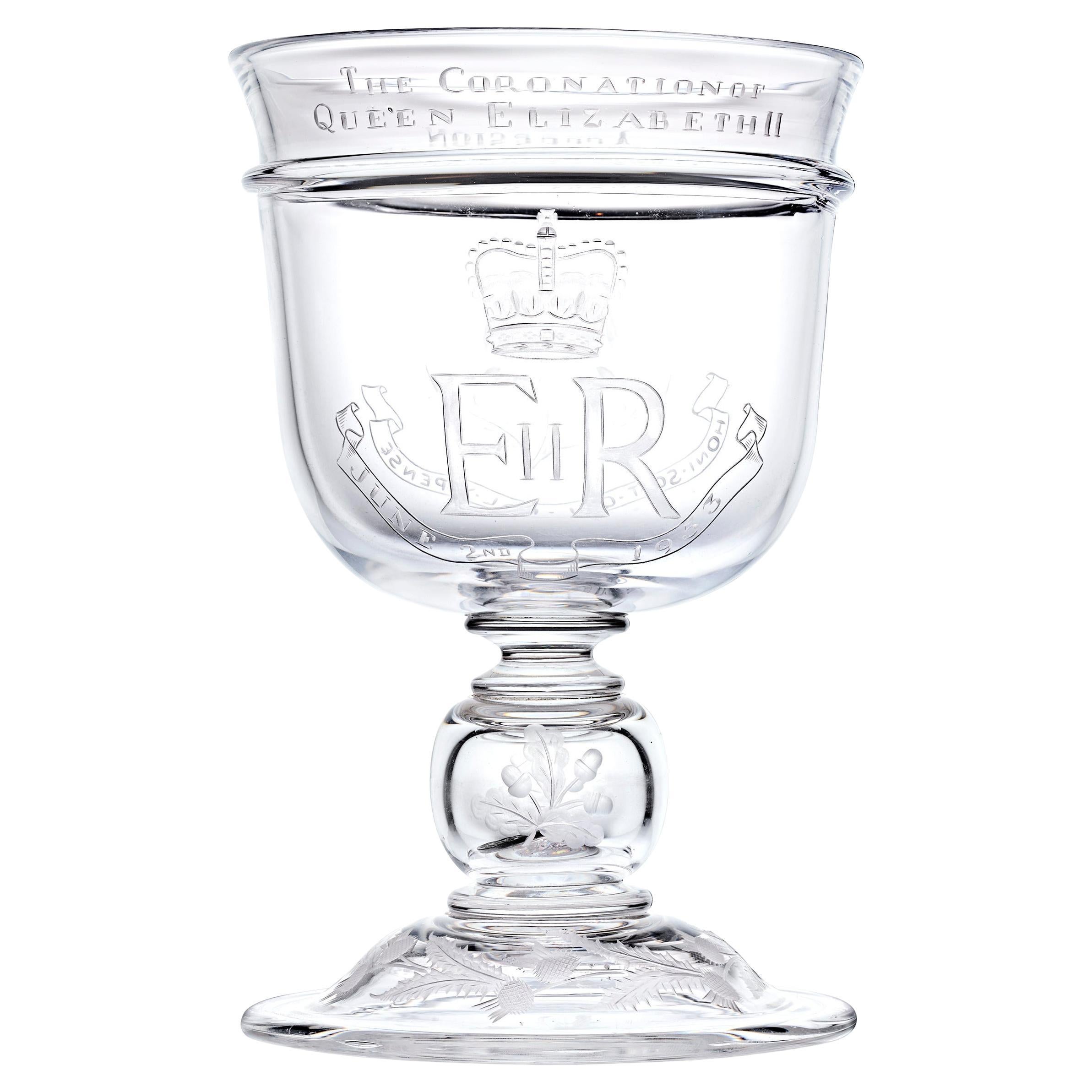  Elizabeth II Commemorative Coronation and Accession Goblet For Sale