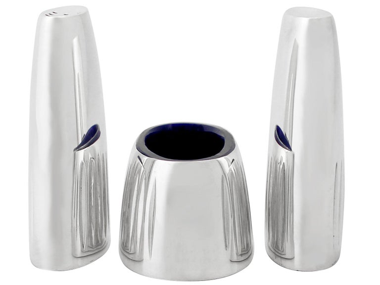 Elizabeth II Design Style Sterling Silver Condiment Set For Sale at 1stDibs
