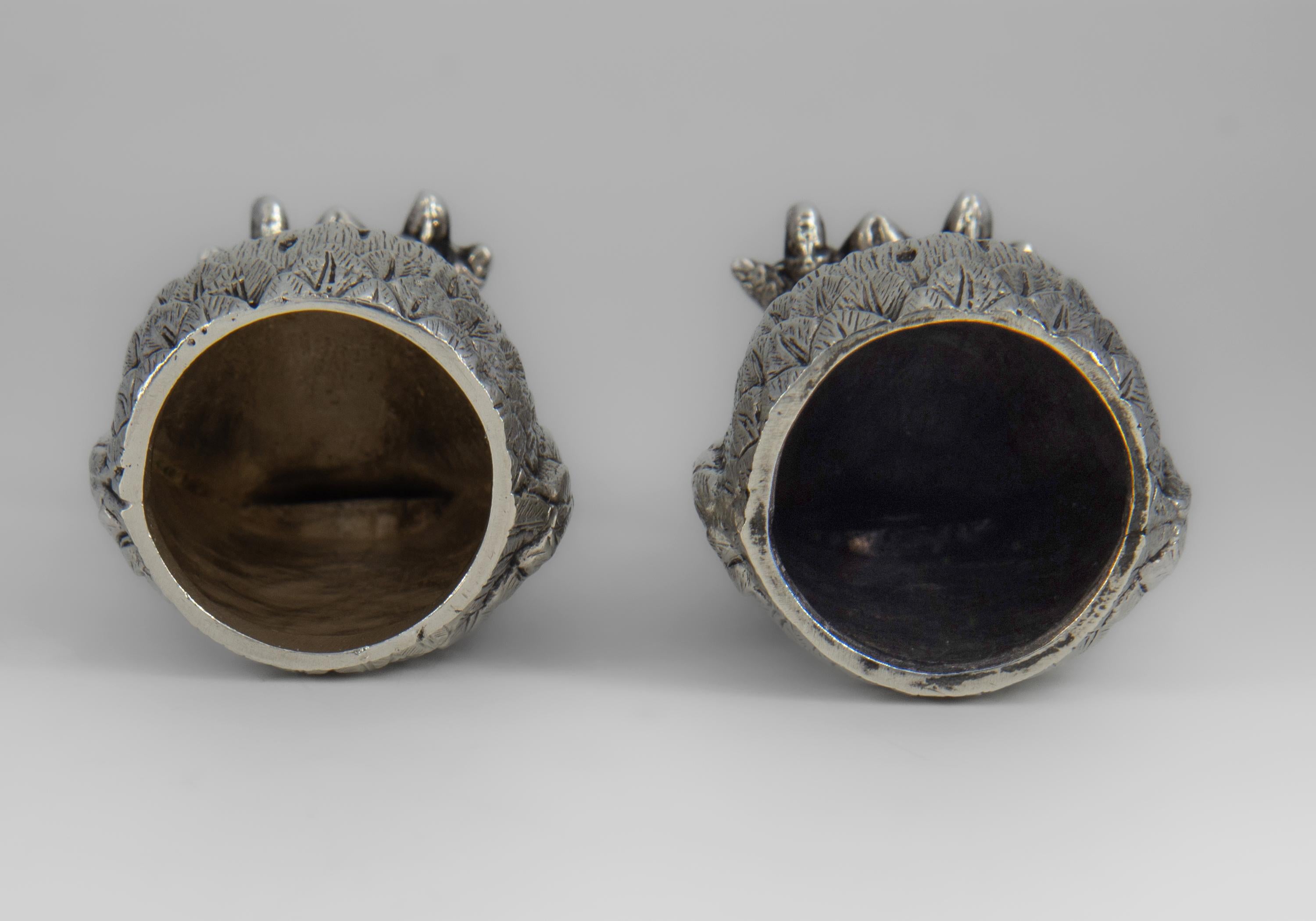 Elizabeth II English Silver Owl Salt & Pepper Set By Richard Comyns London 1960 4