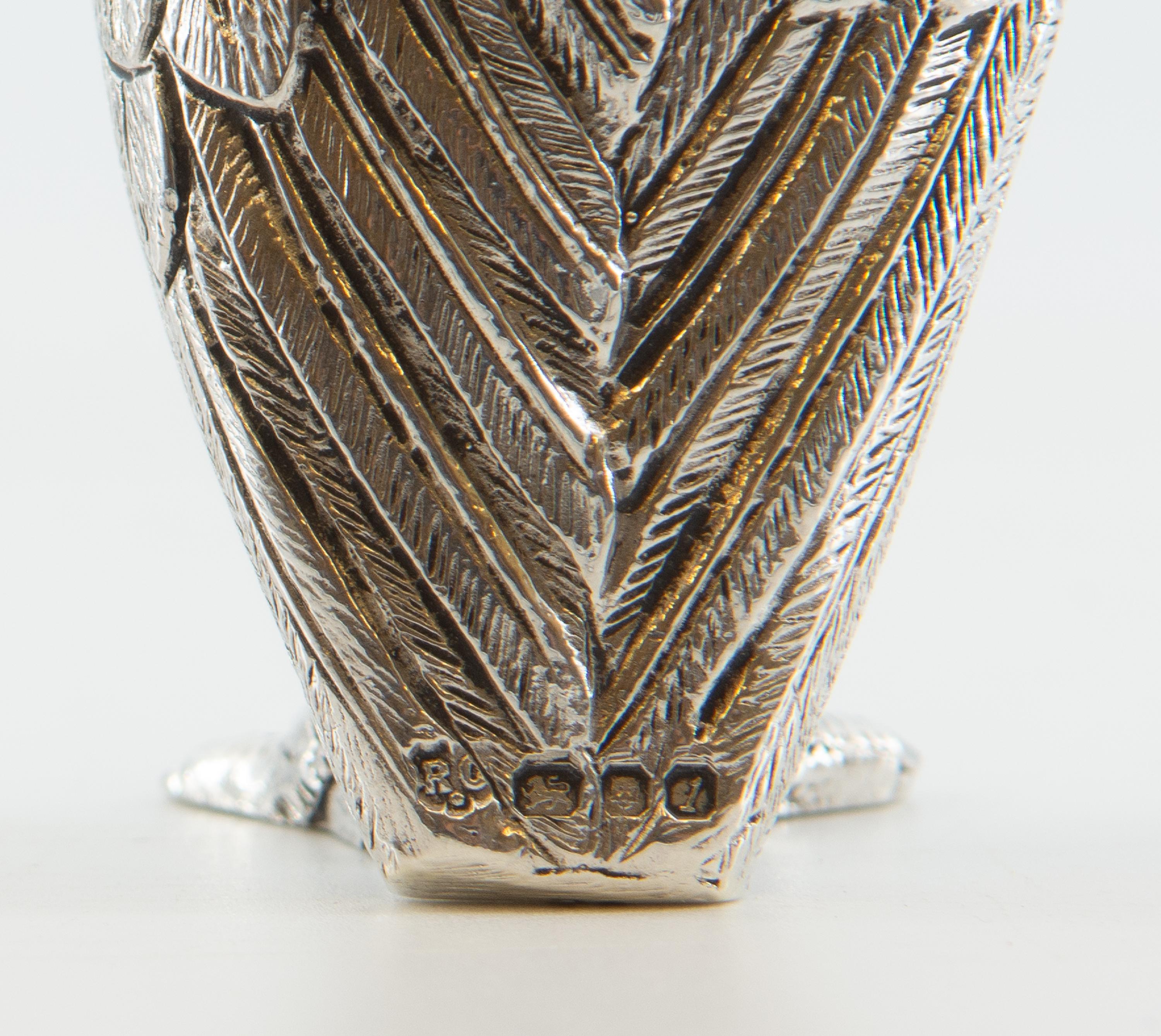 Elizabeth II English Silver Owl Salt & Pepper Set By Richard Comyns London 1966 4