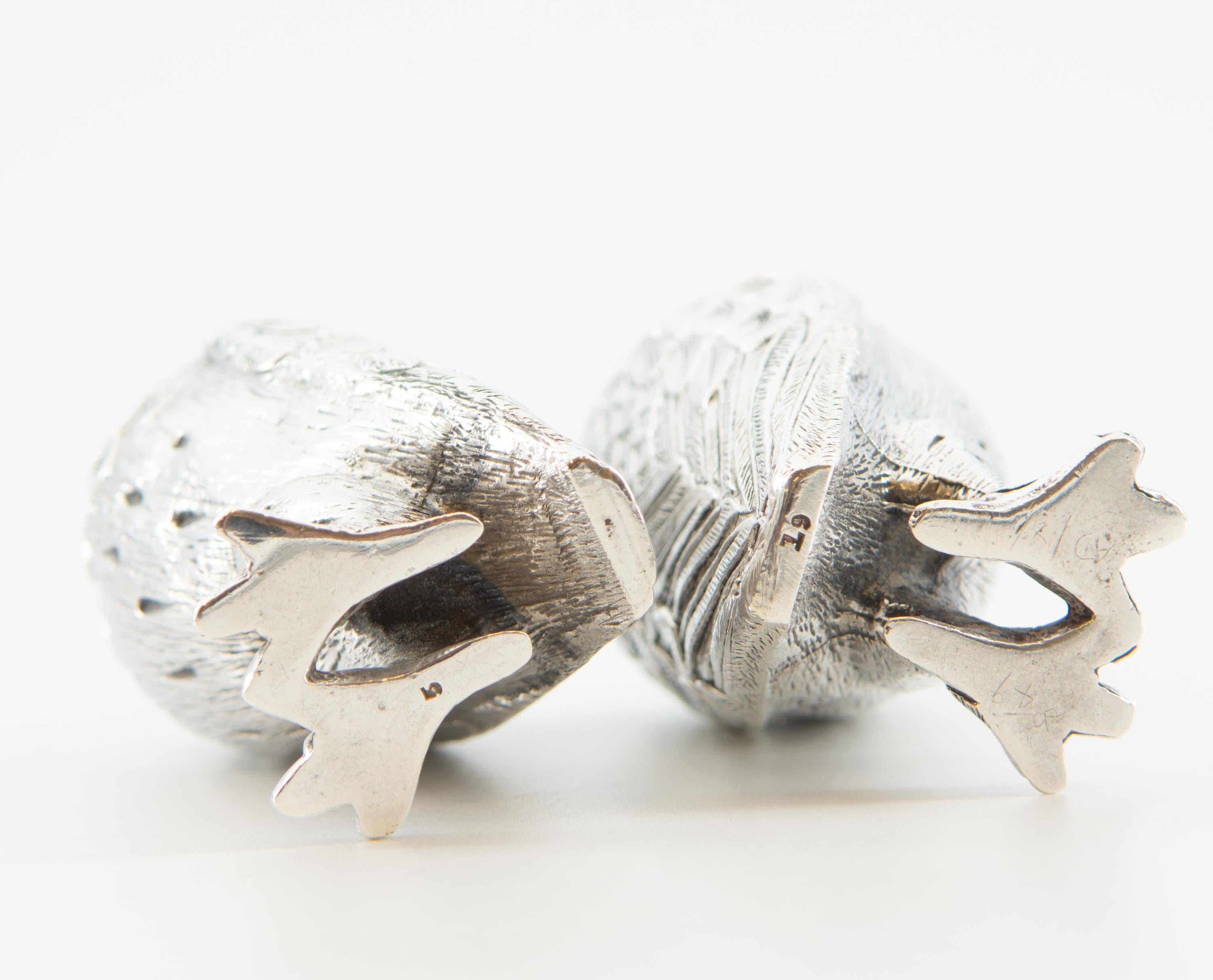 Elizabeth II English Silver Owl Salt & Pepper Set By Richard Comyns London 1966 8