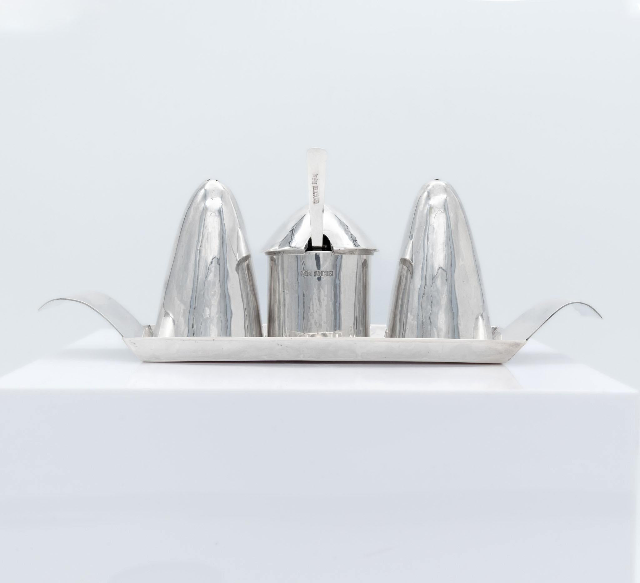 Elizabeth II Modernist Sterling Silber Cruet Set Birmingham 1965 im Angebot 6