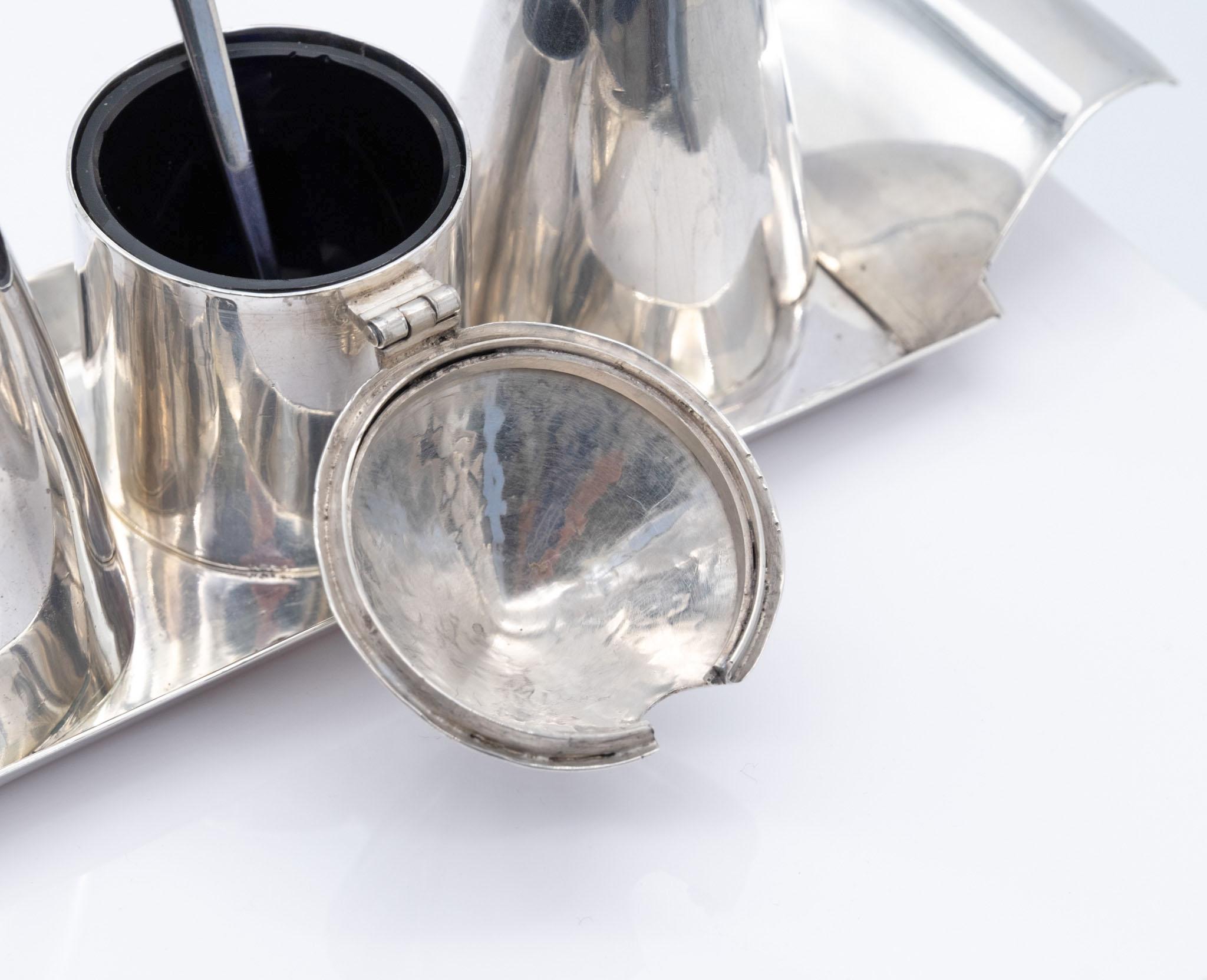 Elizabeth II Modernist Sterling Silber Cruet Set Birmingham 1965 (Sterlingsilber) im Angebot
