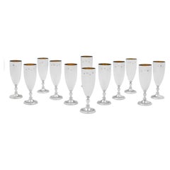 Elizabeth II Period Set of 12 Sterling Silver Champagne Flutes by Asprey, 1974