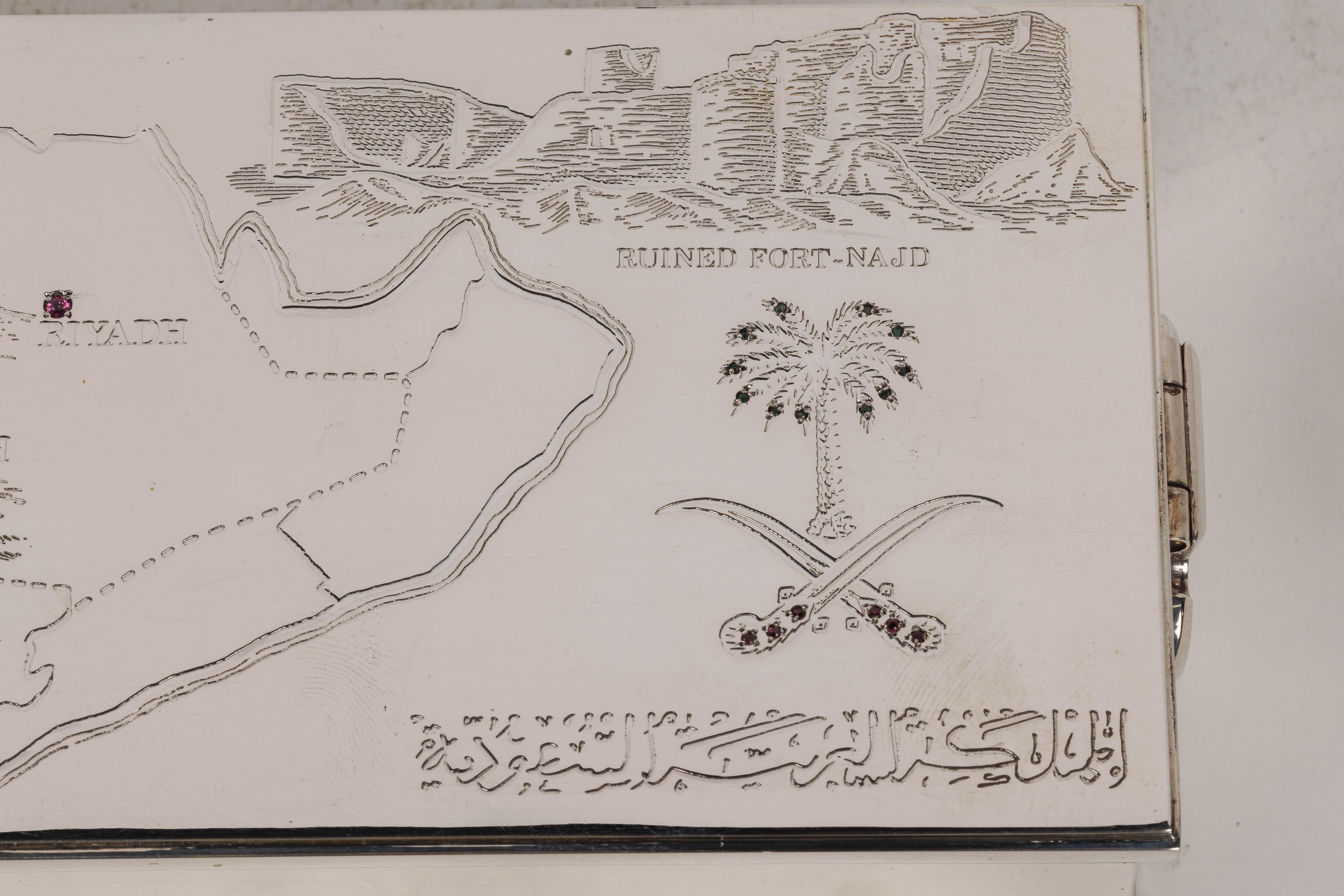 Humidor-Schachtel aus Sterlingsilber und Rubin für Saudi Arabia, Elizabeth II.-Periode im Angebot 1