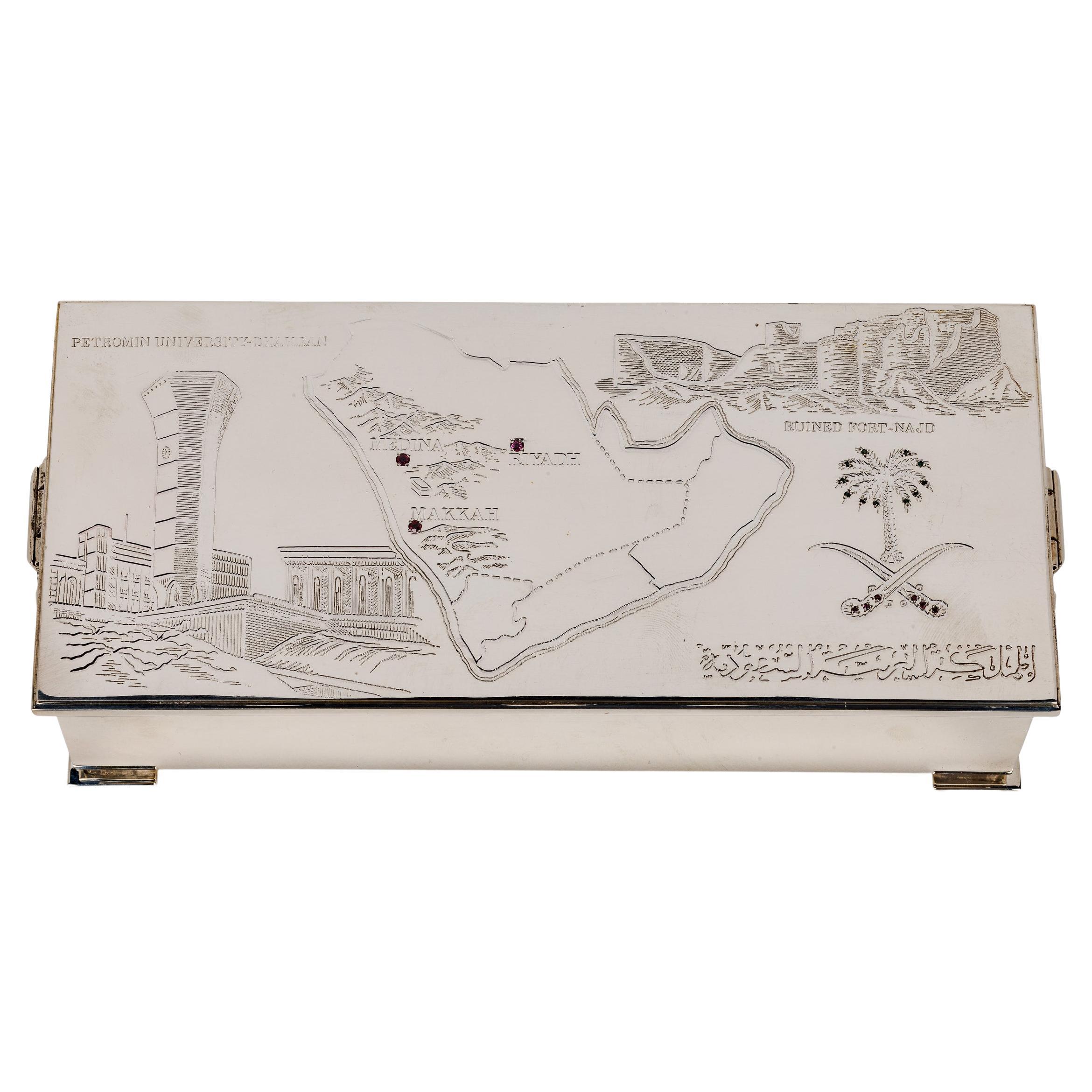 Elizabeth II Sterling Silver and Ruby Humidor Box Made for Saudi Arabia