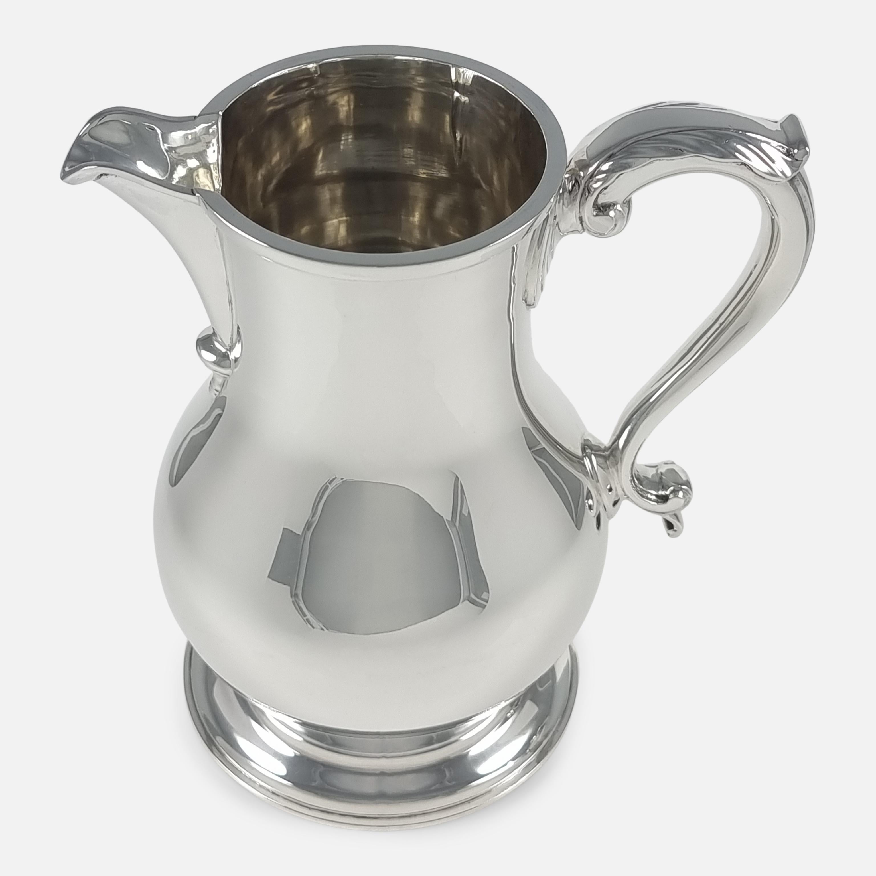 British Elizabeth II Sterling Silver Beer Jug / Water Pitcher, Wakely & Wheeler, 1971 For Sale