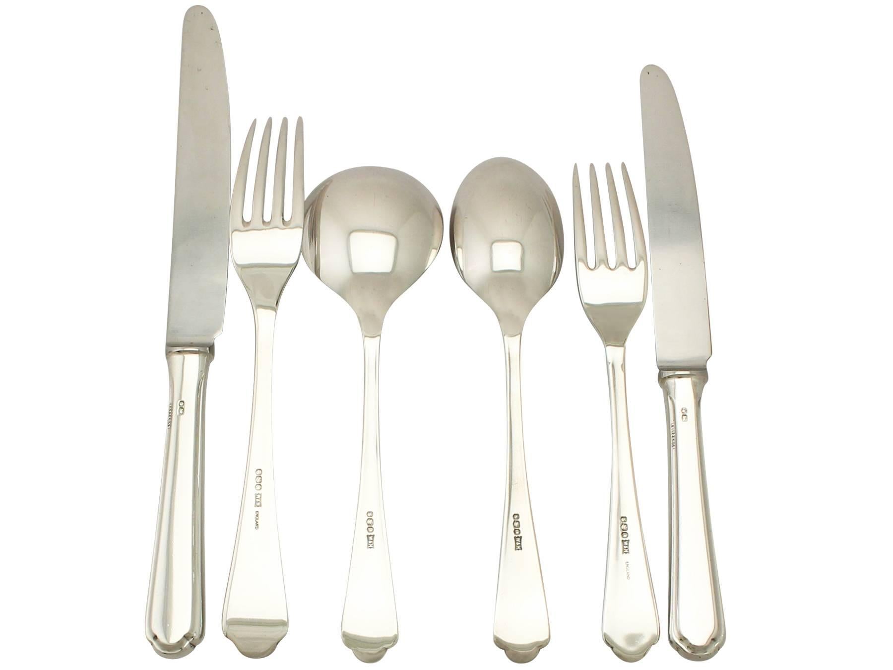English Elizabeth II Sterling Silver Canteen of Cutlery for Eight Persons