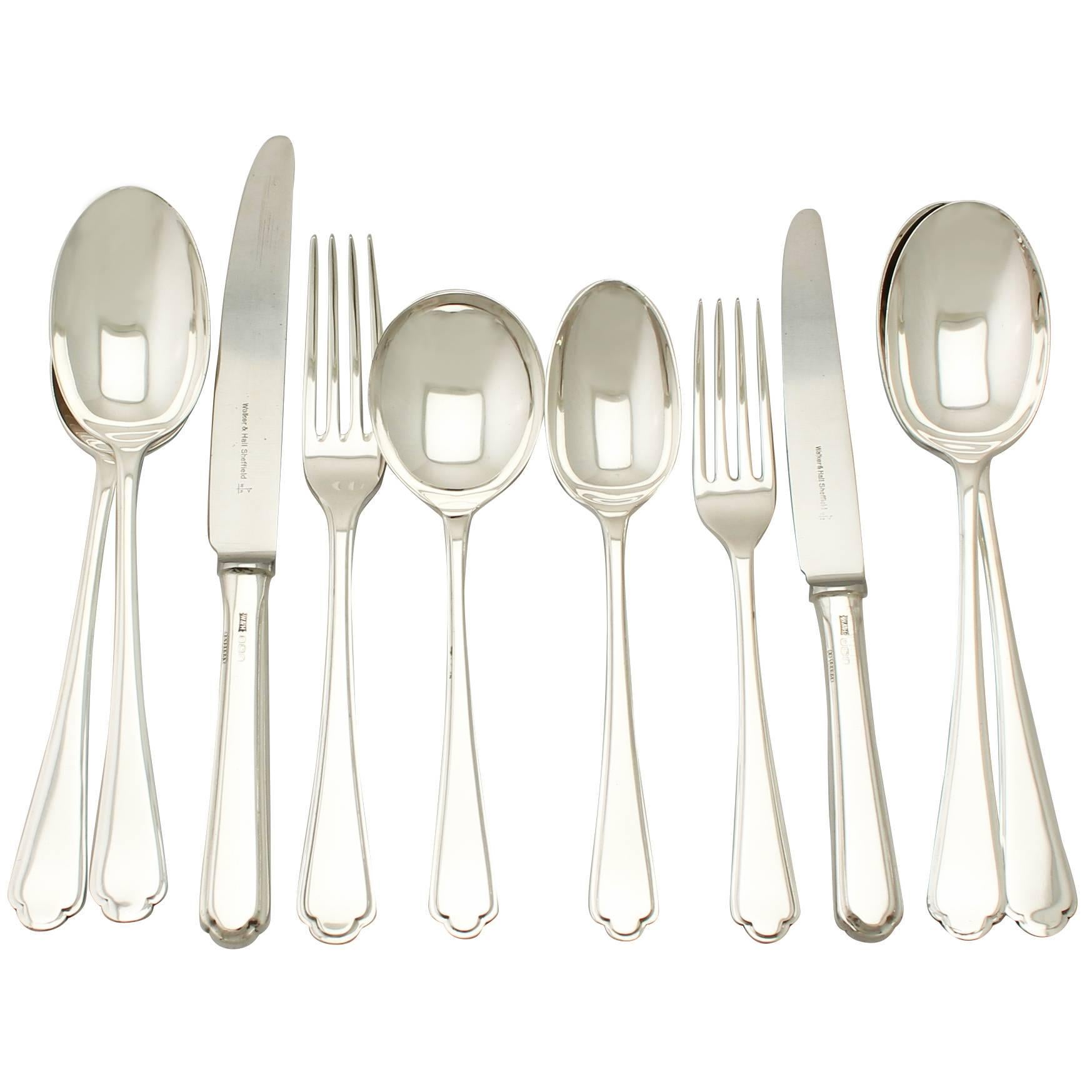 Elizabeth II Sterling Silver Canteen of Cutlery for Eight Persons
