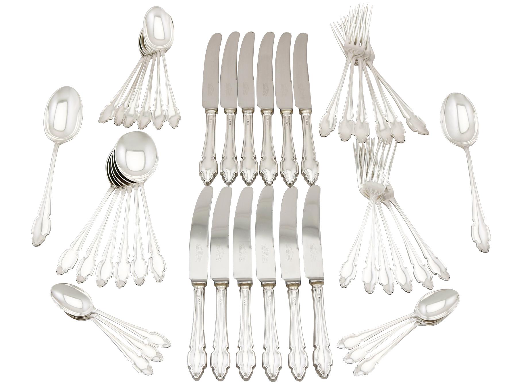 Elizabeth II Sterling Silver Canteen of Cutlery for Six Persons 10