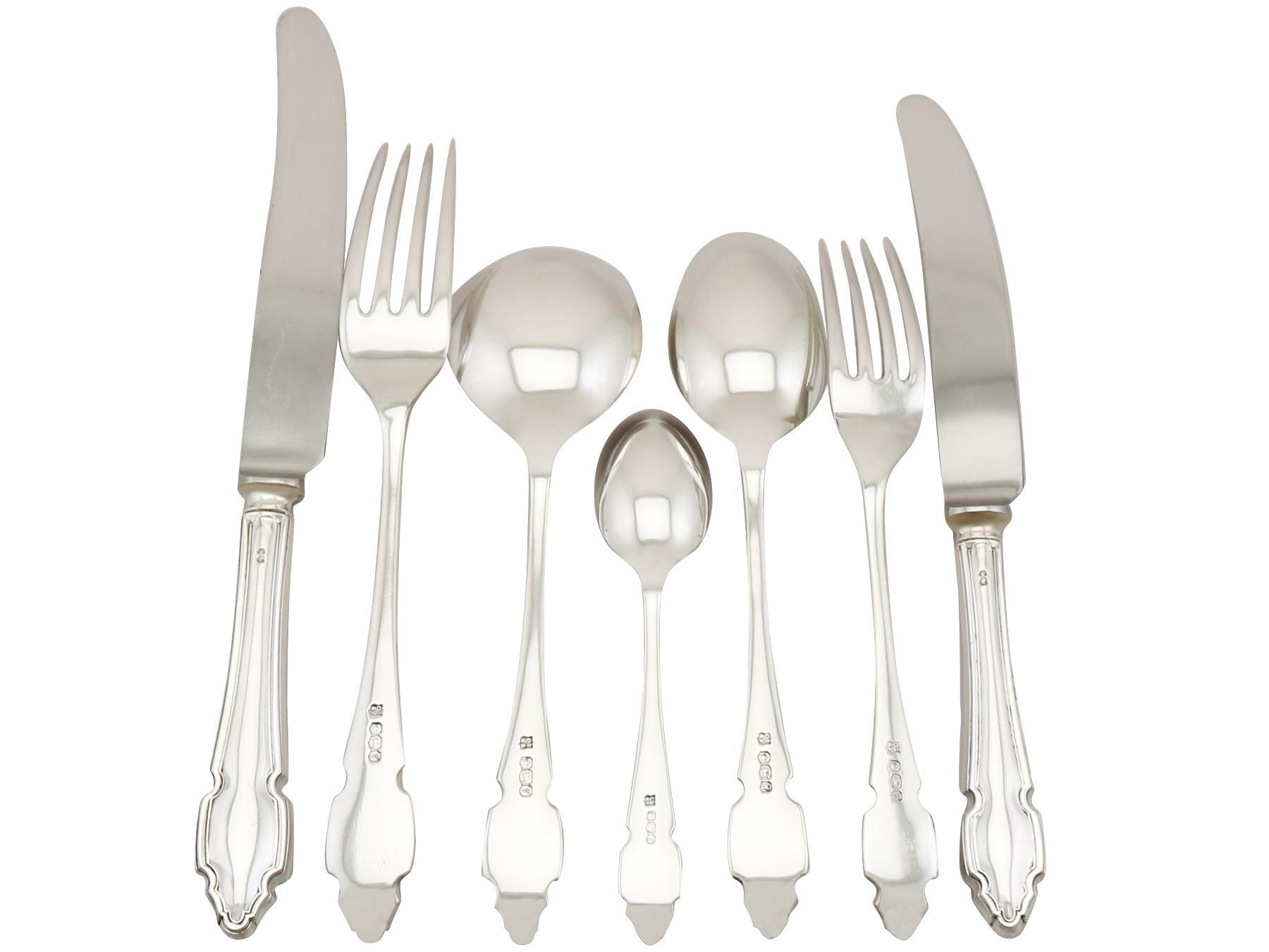 British Elizabeth II Sterling Silver Canteen of Cutlery for Six Persons