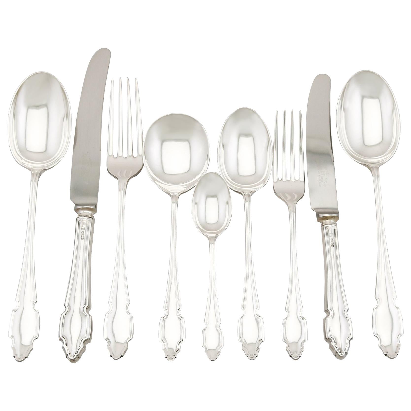 Elizabeth II Sterling Silver Canteen of Cutlery for Six Persons