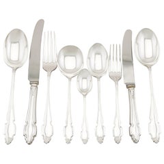 Retro Elizabeth II Sterling Silver Canteen of Cutlery for Six Persons