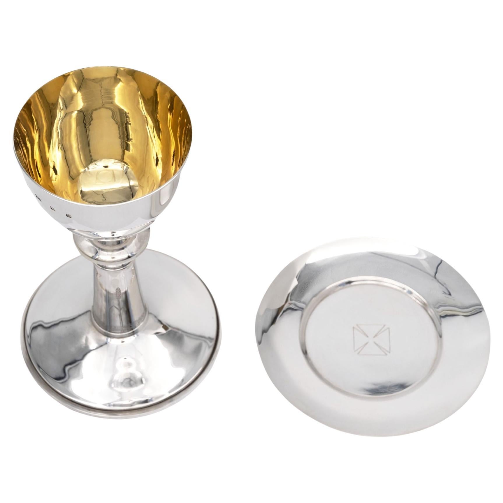 Elizabeth II Sterling Silver Chalice & Paten London 1985