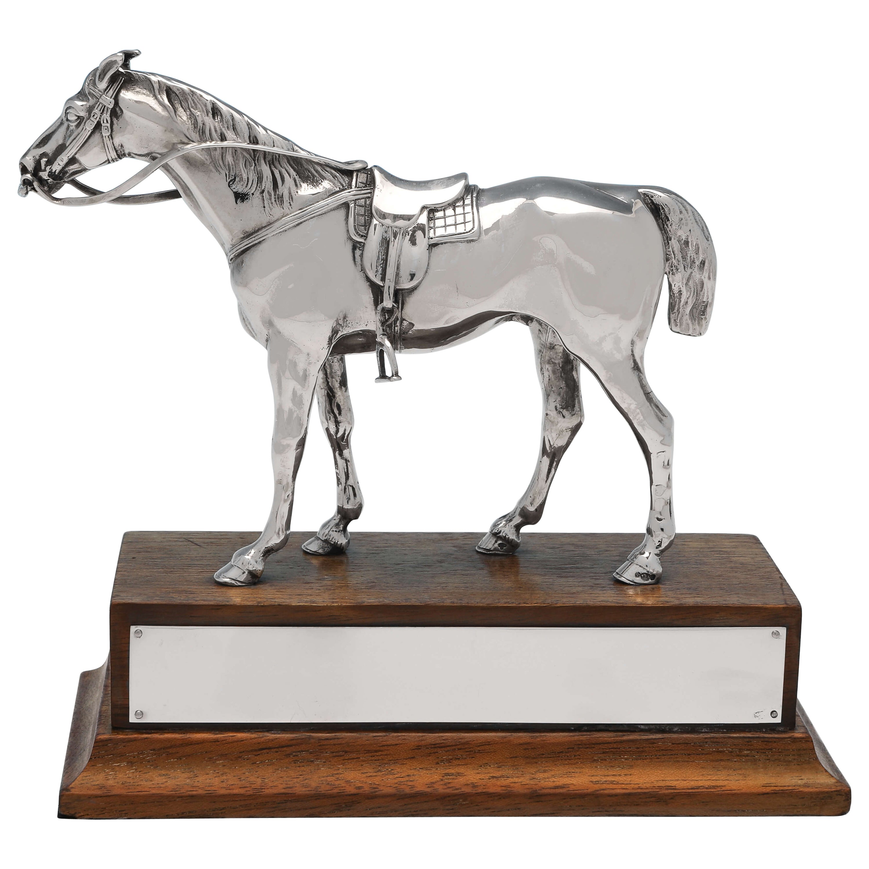 Elizabeth II Sterling Silver Horse Trophy on Plinth, London 1954, C. J. Vander