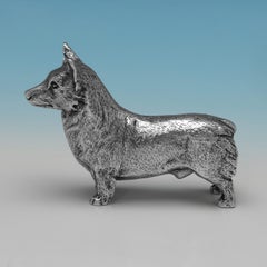 Isabel II Modelo de plata de ley de un Corgi, Edward Barnard & Sons, 1975
