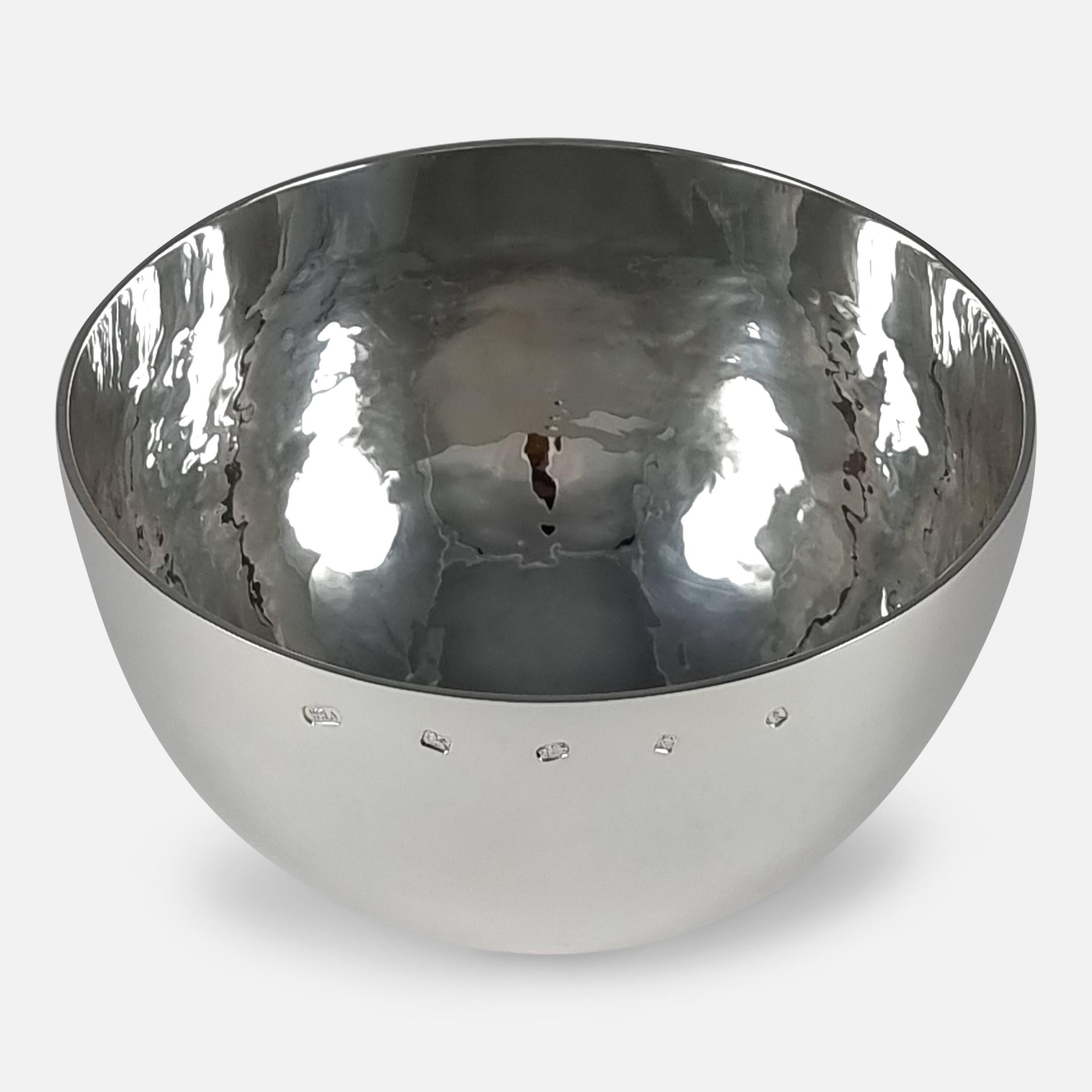 Modern Elizabeth II Sterling Silver Tumble Fruit Bowl, William & Son, 2018 For Sale