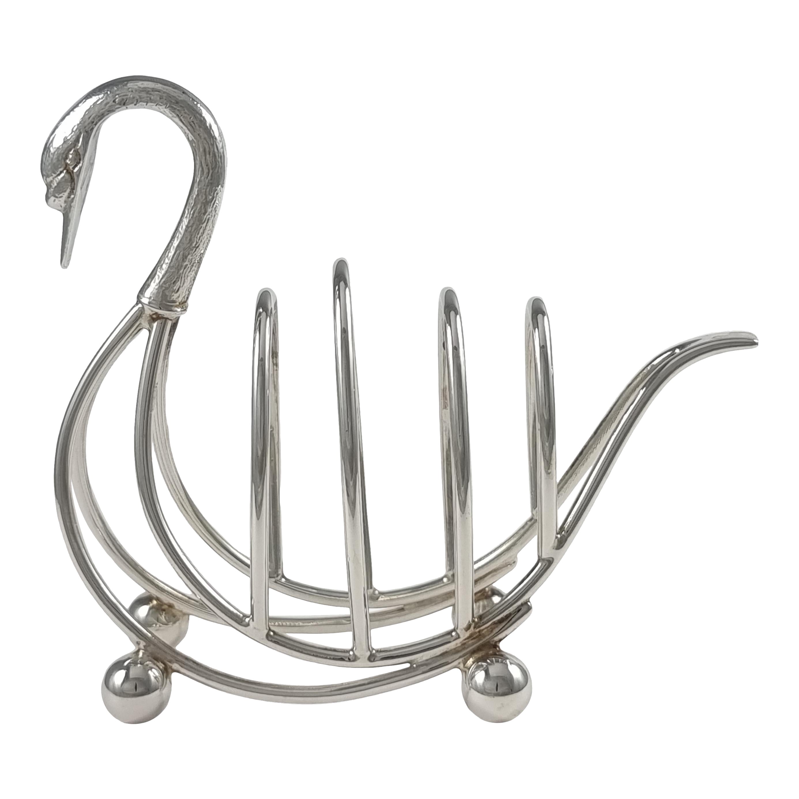 Porte-toast en forme de cygne en argent Sterling d'Elizabeth II, 1971