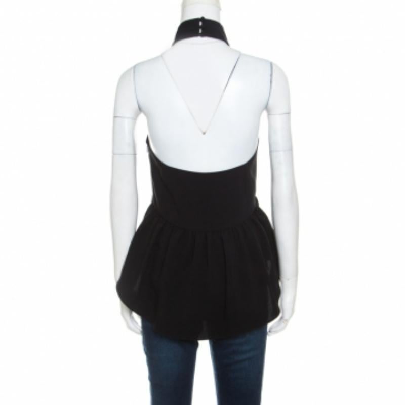 Nero Elizabeth & James Black Crepe Knit Perth Halter Top XS in vendita