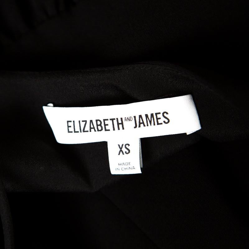Elizabeth & James Elizabeth & James Schwarzes Perlen-Top aus Kreppstrick XS im Angebot 2
