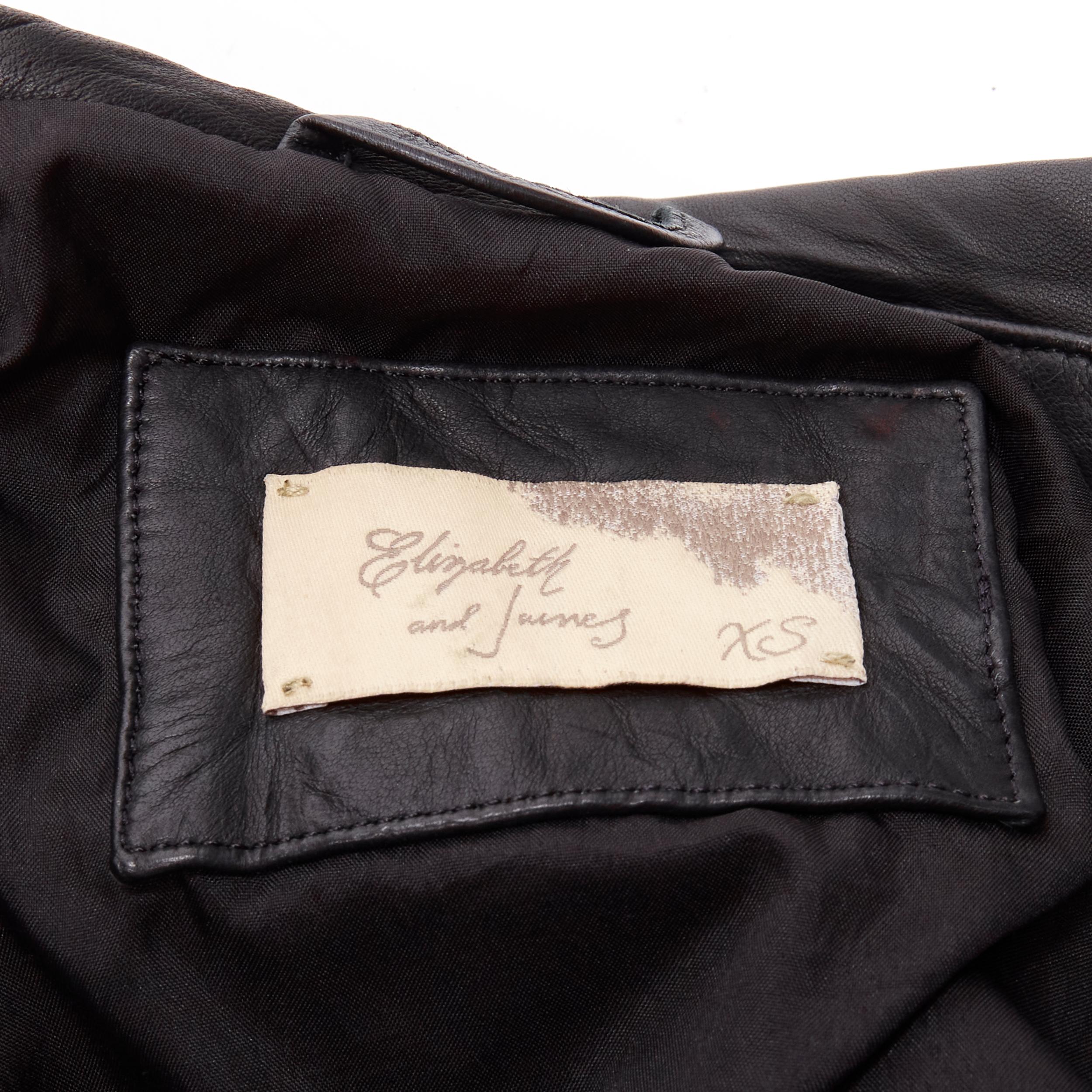 ELIZABETH JAMES black leather wrapped square stud biker vest jacket XS 7