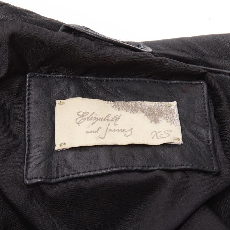 ELIZABETH JAMES chaqueta de cuero negro con tachuelas cuadradas XS en venta 6