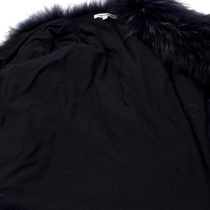 Elizabeth & James Midnight Blue Fur Jacket SIZE UK XS / US 4 In New Condition In London, GB