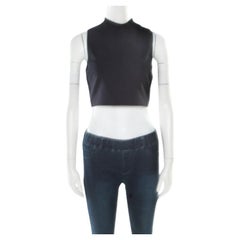 Elizabeth & James Navy Blue Stretch Ponte Knit Avita Crop Top S