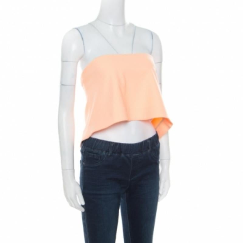 Dieses hübsche Addilyn Crop-Top von Elizabeth & James ist aus einer Mischung von Stoffen gefertigt. Sie ist in einer entspannten Form gestaltet und wird hinten mit einem Reißverschluss geschlossen. Dieses trägerlose, orangefarbene Oberteil passt am