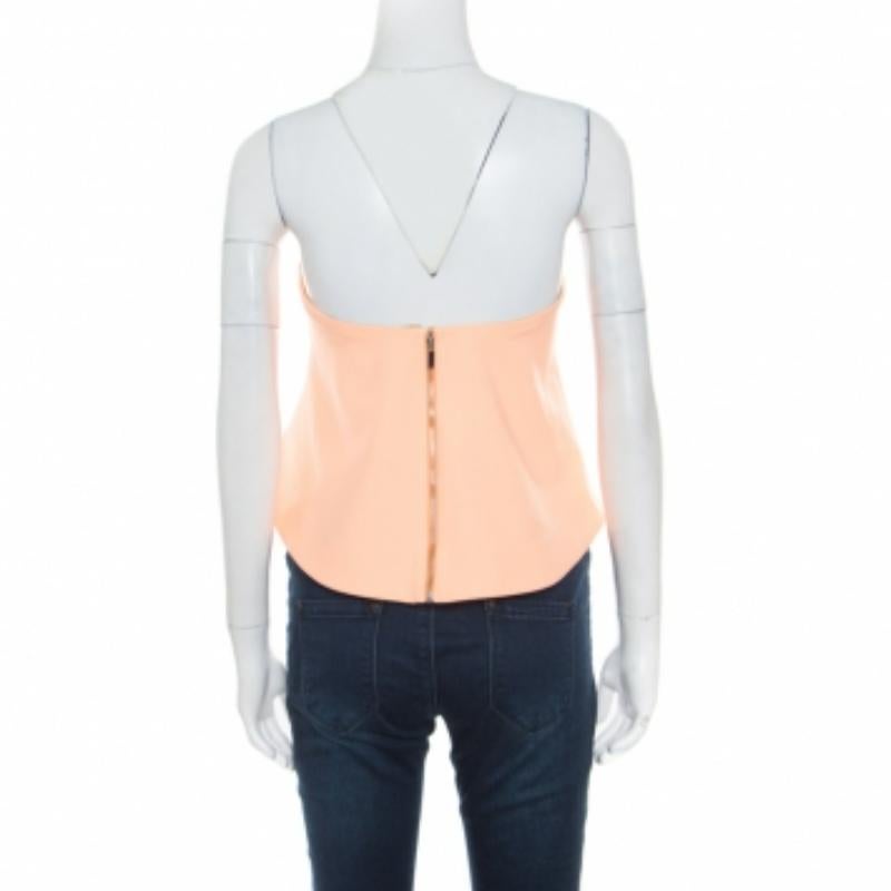 Elizabeth & James Sonnen gewaschenes orange Ponte-Strick trägerloses Addilyn Crop Top S im Zustand „Hervorragend“ im Angebot in Dubai, Al Qouz 2