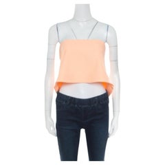 Elizabeth & James Sunwashed Orange Ponte Knit Strapless Addilyn Crop Top S