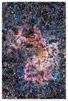 “Space” pinks, blues and black, a cosmic explosion, inspired by Hubble