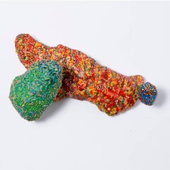 Elizabeth Knowles - “Traces”, red, green and blue textured dots on a multicolored ground “Traces”, red, green and blue textured dots on a multicolored ground