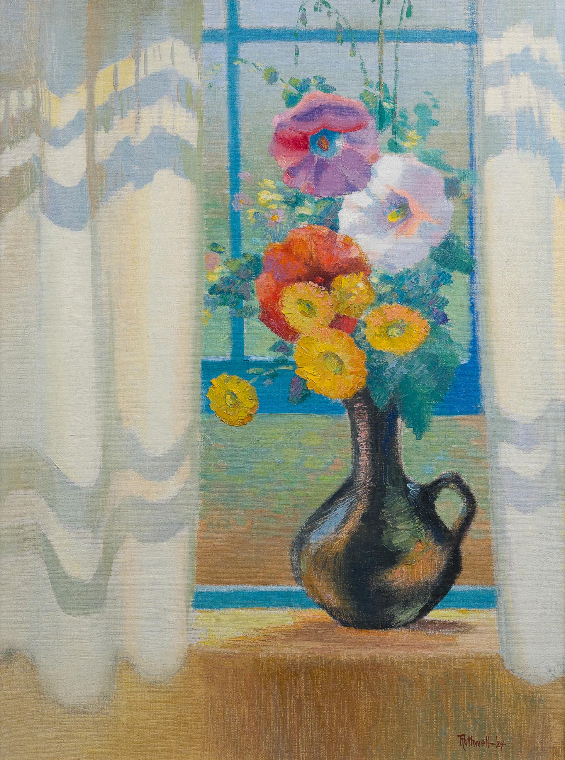 Antikes amerikanisches impressionistisches Stillleben Ölgemälde von Elizabeth L. Rothwell (ca. 1877 - 1946).  Öl auf Leinwand.  Gerahmt.  Unterschrieben.  Circa 1924.