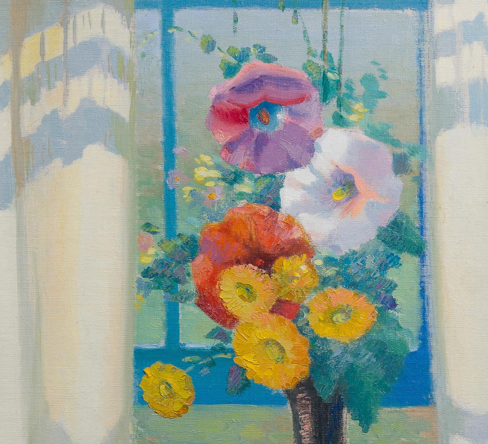 Antique American impressionist still life oil painting by Elizabeth L. Rothwell (c.1877 - 1946).  Oil on canvas.  Framed.  Signed.  Circa 1924.