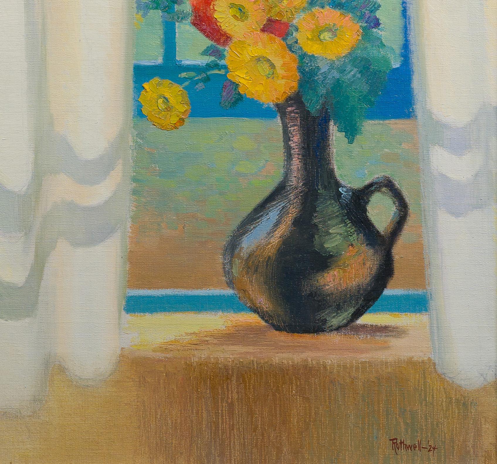 Antique American Female Artist Impressionist Flower Still Life Rare Oil Painting For Sale 1