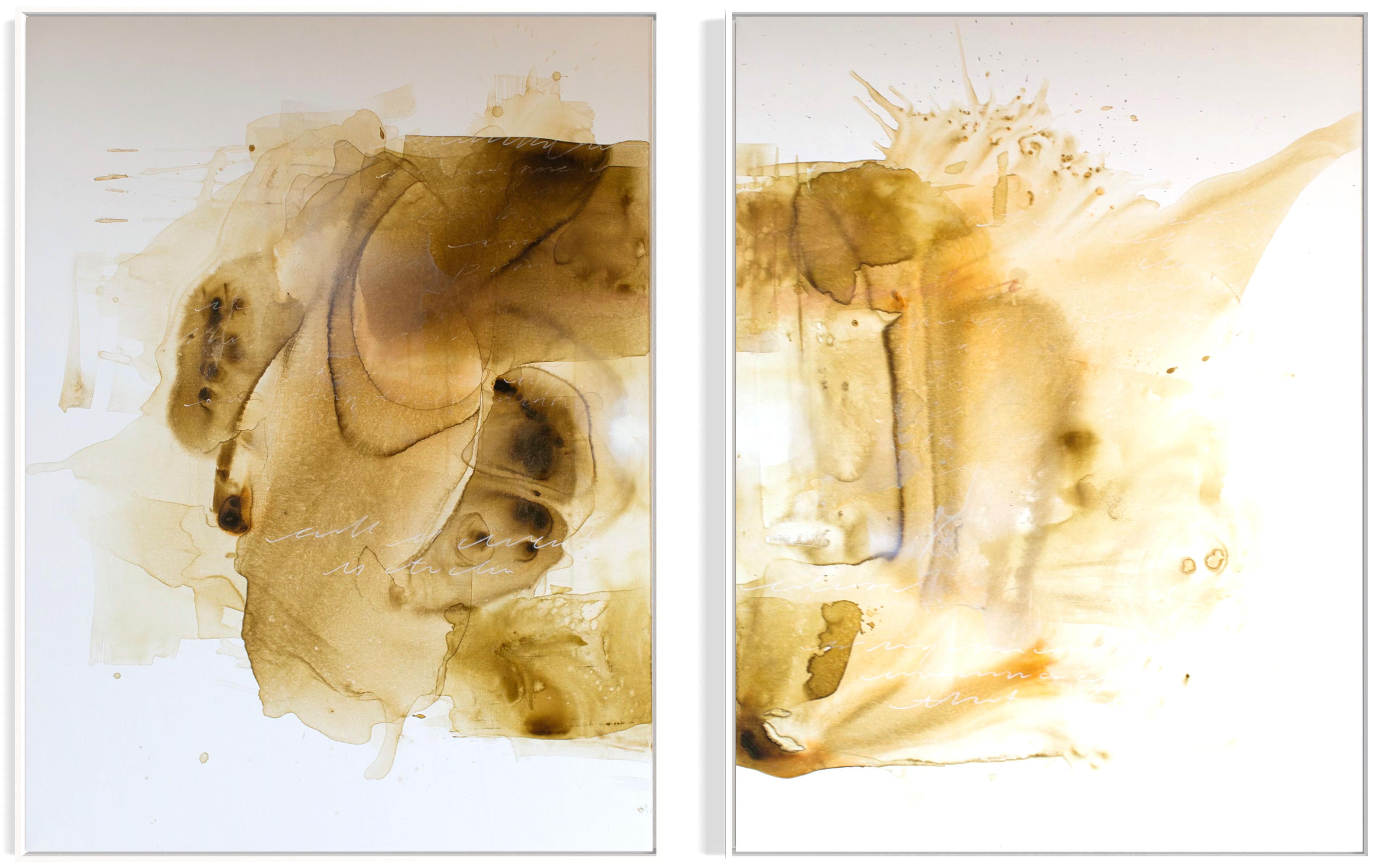 "Rompere il ciclo", Coppia di dipinti astratti, 2025 - Mixed Media Art di Elizabeth Lane