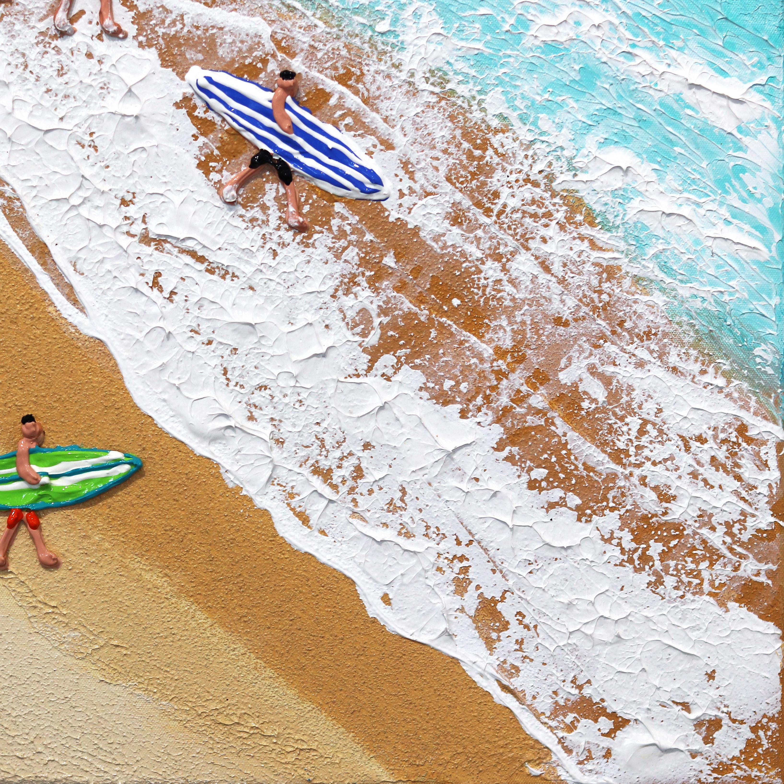 Sun Sand Surf - Textural Three Dimensional Original Seascape Beach Painting For Sale 2