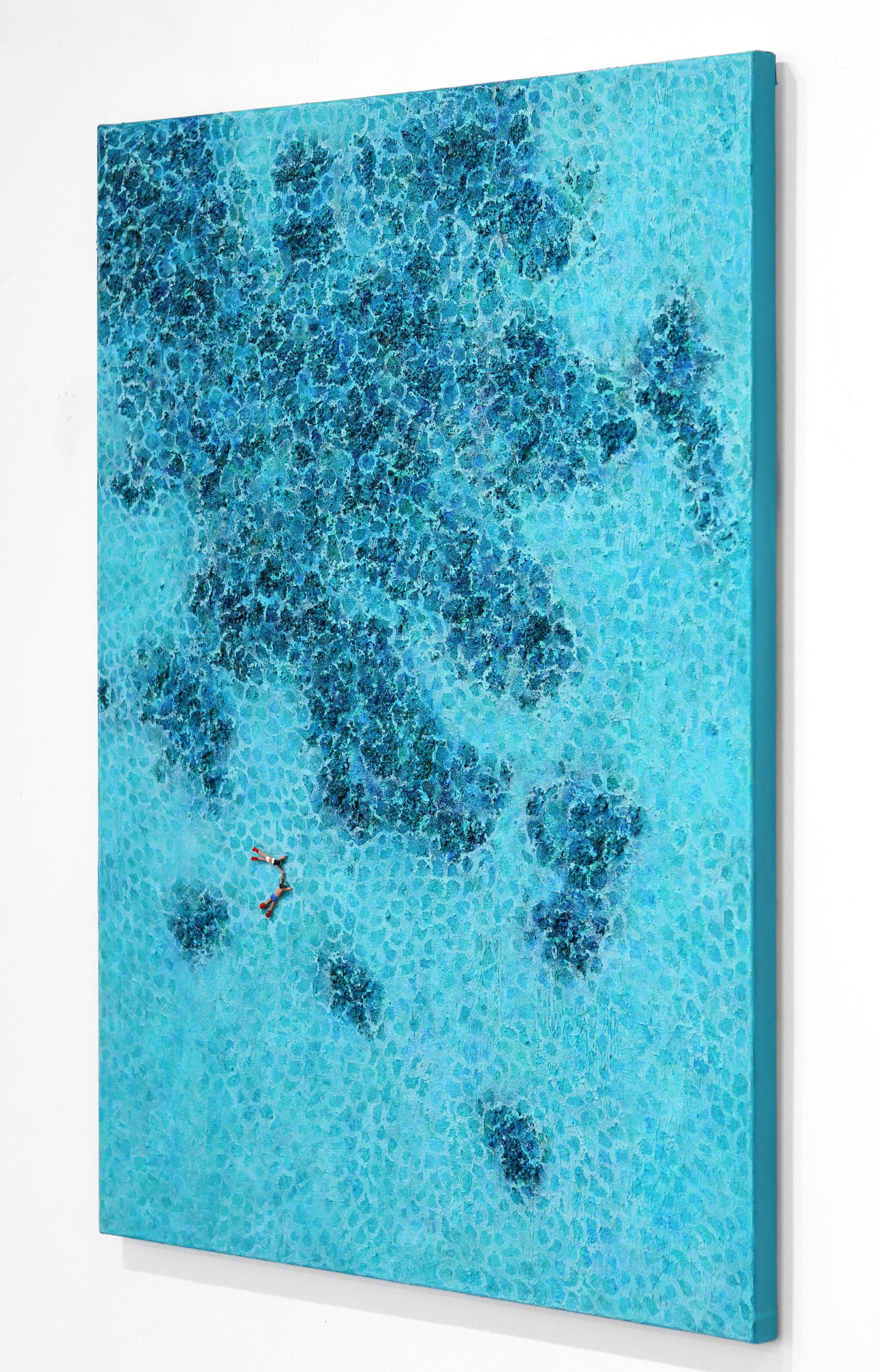 You Will Always Be The One - Grande peinture de paysage aquatique bleu - Bleu Abstract Painting par Elizabeth Langreiter