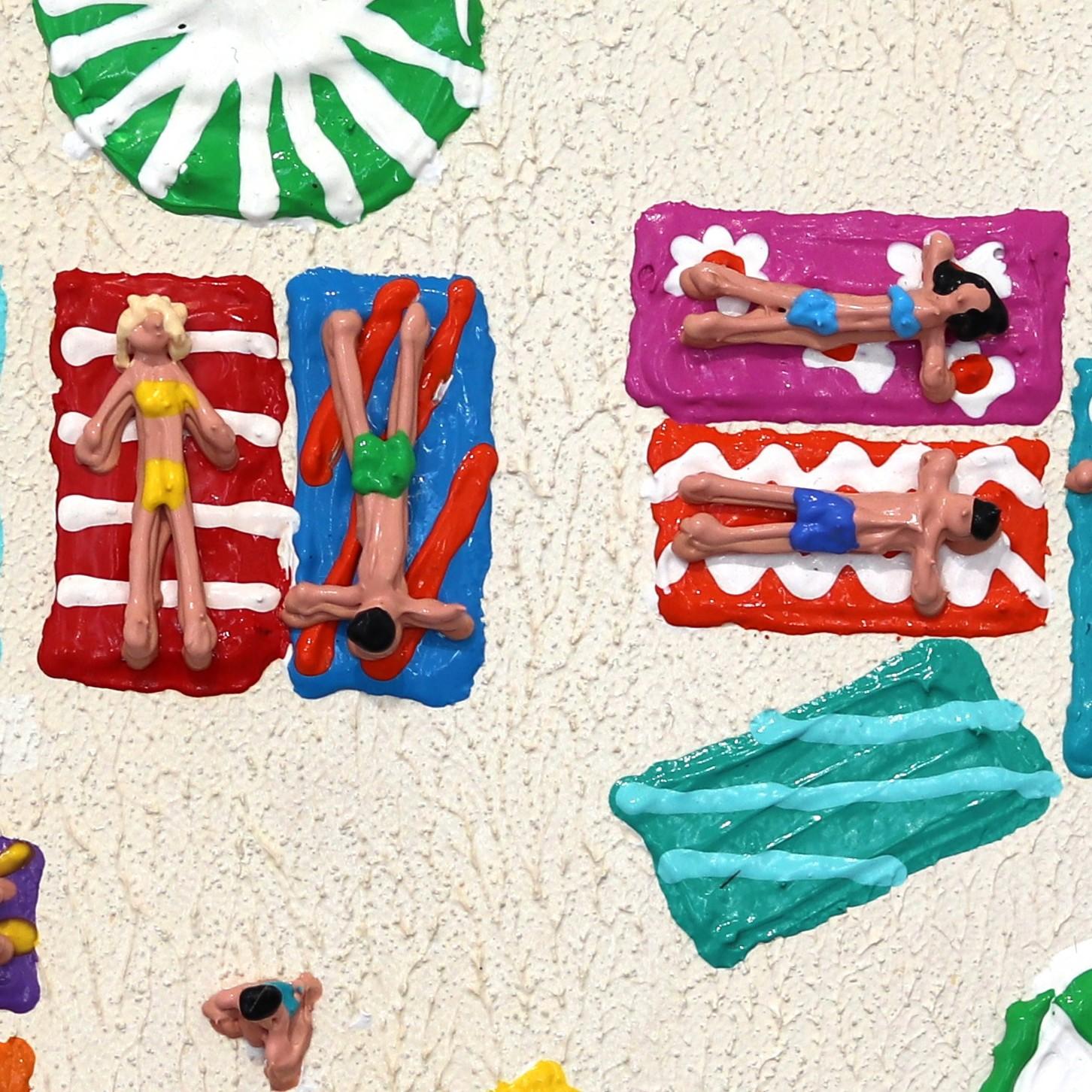 Sunny Beach Days - Quadro tridimensionale di grandi dimensioni con paesaggio oceanico in vendita 5